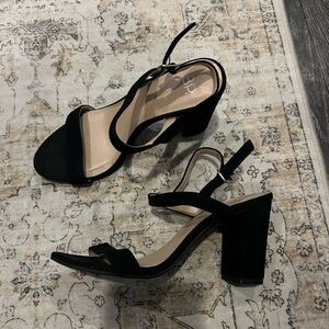 BP Black Suede Block Heel Sandals
